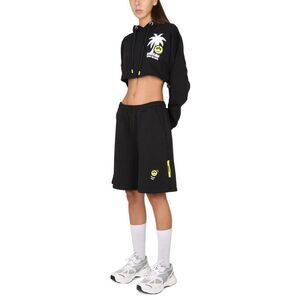 BARROW Unisex Cropped Hoodie and Bermuda Shorts Set Unisex BLACK Pants